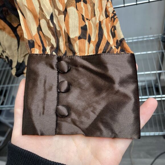 Bob Mackie Abstract Orange and Brown Blouse - Picture 5 of 11